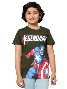 Cantabil - Olive Printed Round Neck T-Shirt