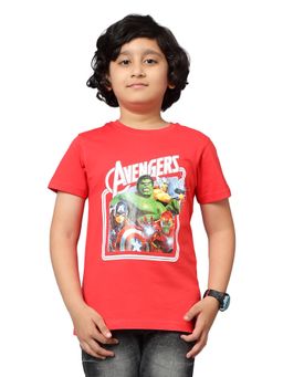 Cantabil - Red Printed Round Neck T-Shirt