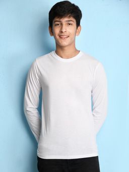 Nusyl - White Solid Full Sleeves T-Shirt