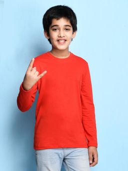 Nusyl - Red Solid Full Sleeves T-Shirt