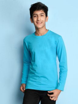 Nusyl - Blue Solid Full Sleeves T-Shirt