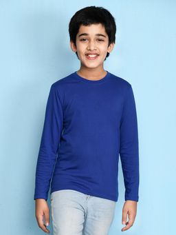 Nusyl - Blue Solid Full Sleeves T-Shirt