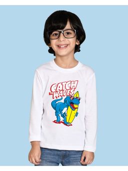 Nusyl - White Printed Full Sleeves T-Shirt