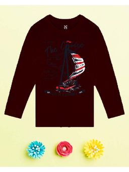 Nusyl - Wine Printed Full Sleeves T-Shirt