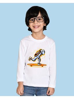 Nusyl - White Printed Full Sleeves T-Shirt