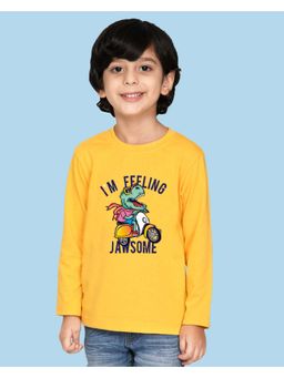 Nusyl - Yellow Printed Full Sleeves T-Shirt