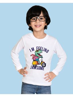 Nusyl - White Printed Full Sleeves T-Shirt