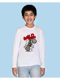 Nusyl - White Printed Full Sleeves T-Shirt