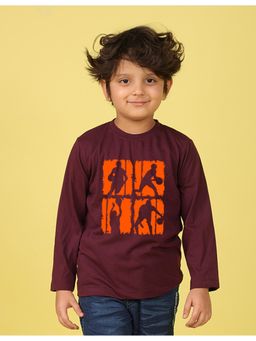 Nusyl - Maroon Printed Full Sleeves T-Shirt