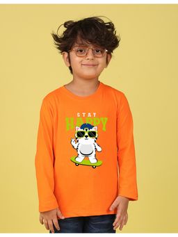 Nusyl - Orange Printed Full Sleeves T-Shirt