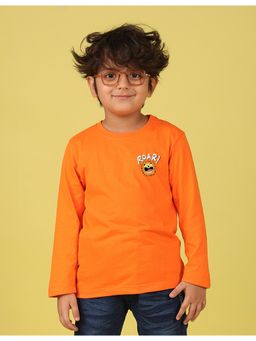 Nusyl - Orange Printed Full Sleeves T-Shirt