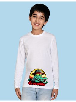 Nusyl - White Printed Full Sleeves T-Shirt