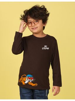 Nusyl - Brown Printed Full Sleeves T-Shirt