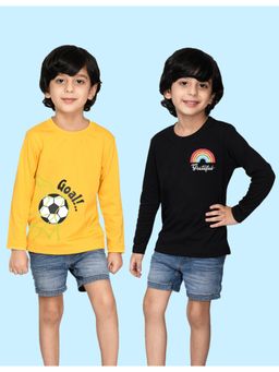 Nusyl - Multi-Color Printed Full Sleeves T-Shirt (Pack of 2)