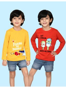 Nusyl - Multi-Color Printed Full Sleeves T-Shirt (Pack of 2)