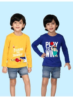 Nusyl - Multi-Color Printed Full Sleeves T-Shirt (Pack of 2)