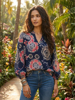 BOHOLYFE - Liora Pink Blush Bohemian Top