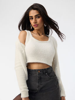 The Souled Store - Fuzzy Bralette Frost Women Crop Top