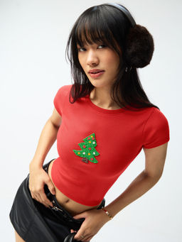 The Souled Store - Tss Originals Christmas Tree Women Crop Top
