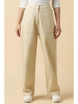 Allen Solly - Women Beige Solid Casual Trousers