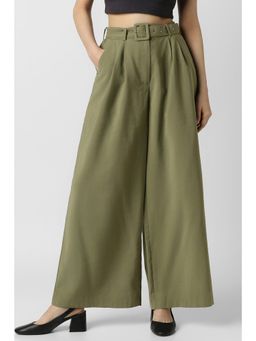 Van Heusen - Women Olive Solid Casual Trousers (Set of 2)