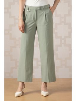 Van Heusen - Women Green Solid Formal Trousers