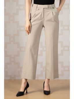 Van Heusen - Women Beige Solid Formal Trousers