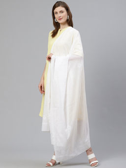 ADA - Hand Embroidered White Cotton Chikankari Dupatta (A100445)