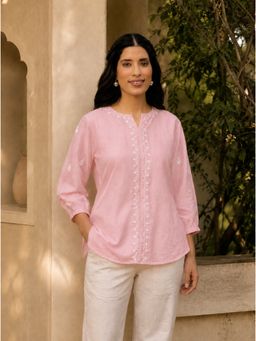 Gharana India - Saheba Chikankari Light Pink Top