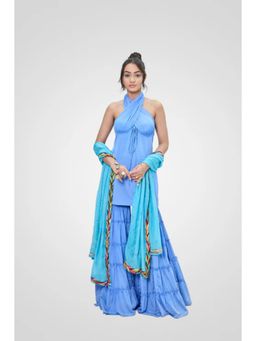 NAVA AURA - Blue Seraphic Layers Sharara with Top and Dupatta