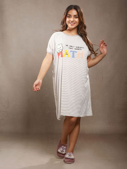 CrossKulture - Women Cartoon Printed Grey Night Dress