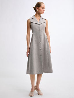 Pomelo - Collared Dress - Light Grey