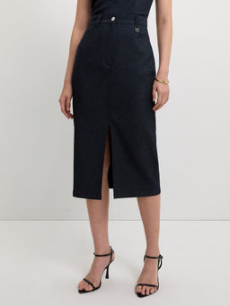 Pomelo - Front Slit Skirt - Indigo