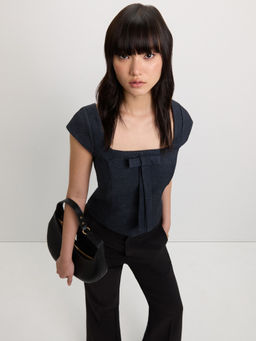 Pomelo - Square Neck Bow Top - Indigo