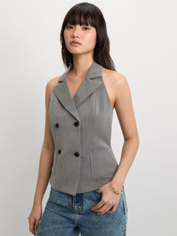 Pomelo - Double-Breasted Vest - Mid Grey