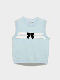 Pomelo - Bow Knit Top - Baby Blue