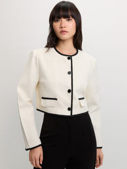 Pomelo - Contrast Trim Jacket - Ivory