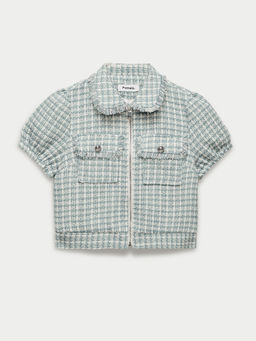 Pomelo - Textured Zip Jacket - Baby Blue