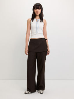 Pomelo - Tie Skirt-Overlay Pants - Brown