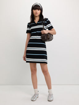 Pomelo - Striped Polo Dress - Black