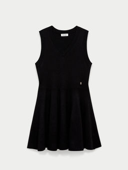 Pomelo - V-Neck Knit Dress - Black