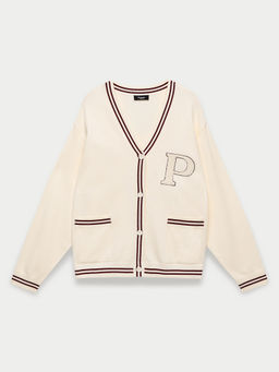 Pomelo - Varsity Cardigan - Ivory