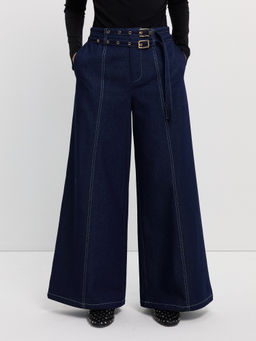 Pomelo - Double Belted Jeans - Dark Blue