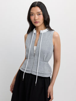 Pomelo - Layered Zipped Top - Light Grey