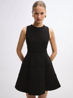 Pomelo - Tiered Side Pocket Dress - Black