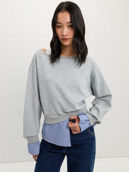 Pomelo - Layered Sweatshirt - Light Grey