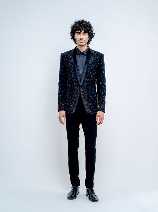 Varun Chakkilam Black Metallic Scattered Suit (Set of 3)