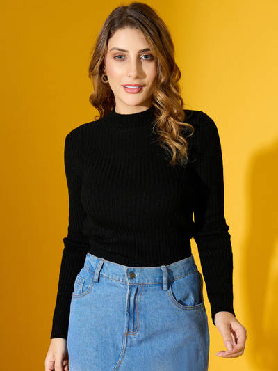 Women High Neck Slim Pullover Sweater