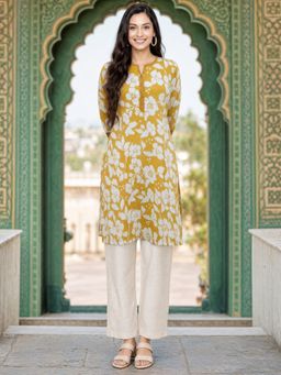Rangita - Yellow Floral Print Kurta