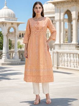 Rangita - Peach Embroidered Kurta